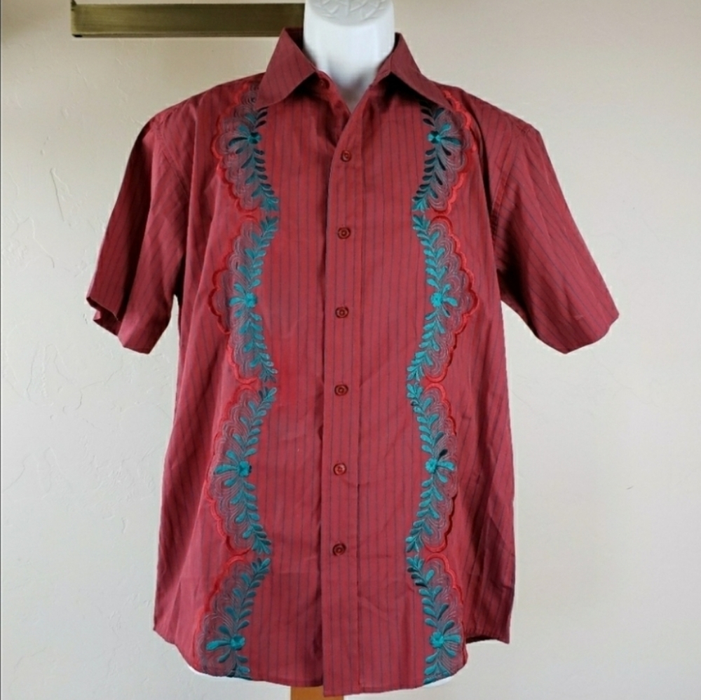 Platini Jeans Cougar Red & Green button down Shirt